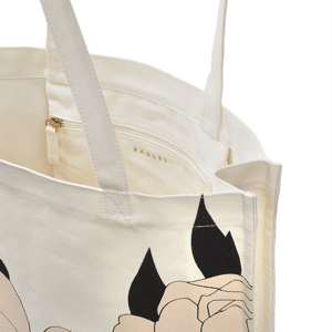 Floral Frame Natural Medium Open-Top Tote